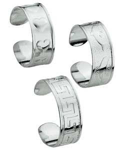 sterling Silver Set of 3 Ear Cuffs