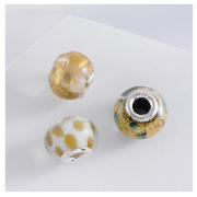 sterling SILVER SET OF 3 YELLOW GLASS BEAD CHARMS