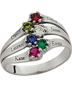 Sterling Silver Six Stone Six Name Ring