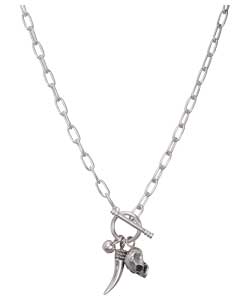 Sterling Silver Skull and Horn T-Bar Chain