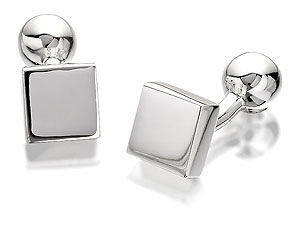 Sterling Silver Square And Ball Cufflinks - 014617