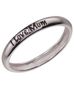 Sterling Silver Stacker Ring - I Love You Mum