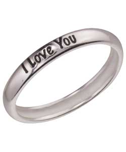 Sterling Silver Stacker Ring - I Love You
