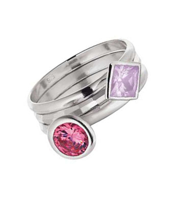 Sterling Silver Stone Set Stacker Rings - Set of 3