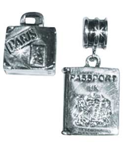 Sterling Silver Suitcase and Passport Charms