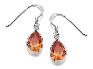 Sterling Silver Teardrop Champagne Cubic