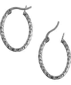 Silver Textured Creole Earrings