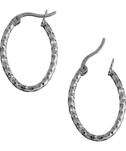 Sterling Silver Textured Creole Earrings
