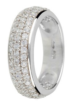 Sterling Silver Three row Cubic Zirconia ring -