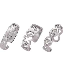 Sterling Silver Toe Rings - Set of 3