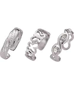 Sterling Silver Toe Rings - Set of 3