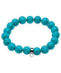Sterling Silver Turquoise Bead Charm Carrier Bracelet