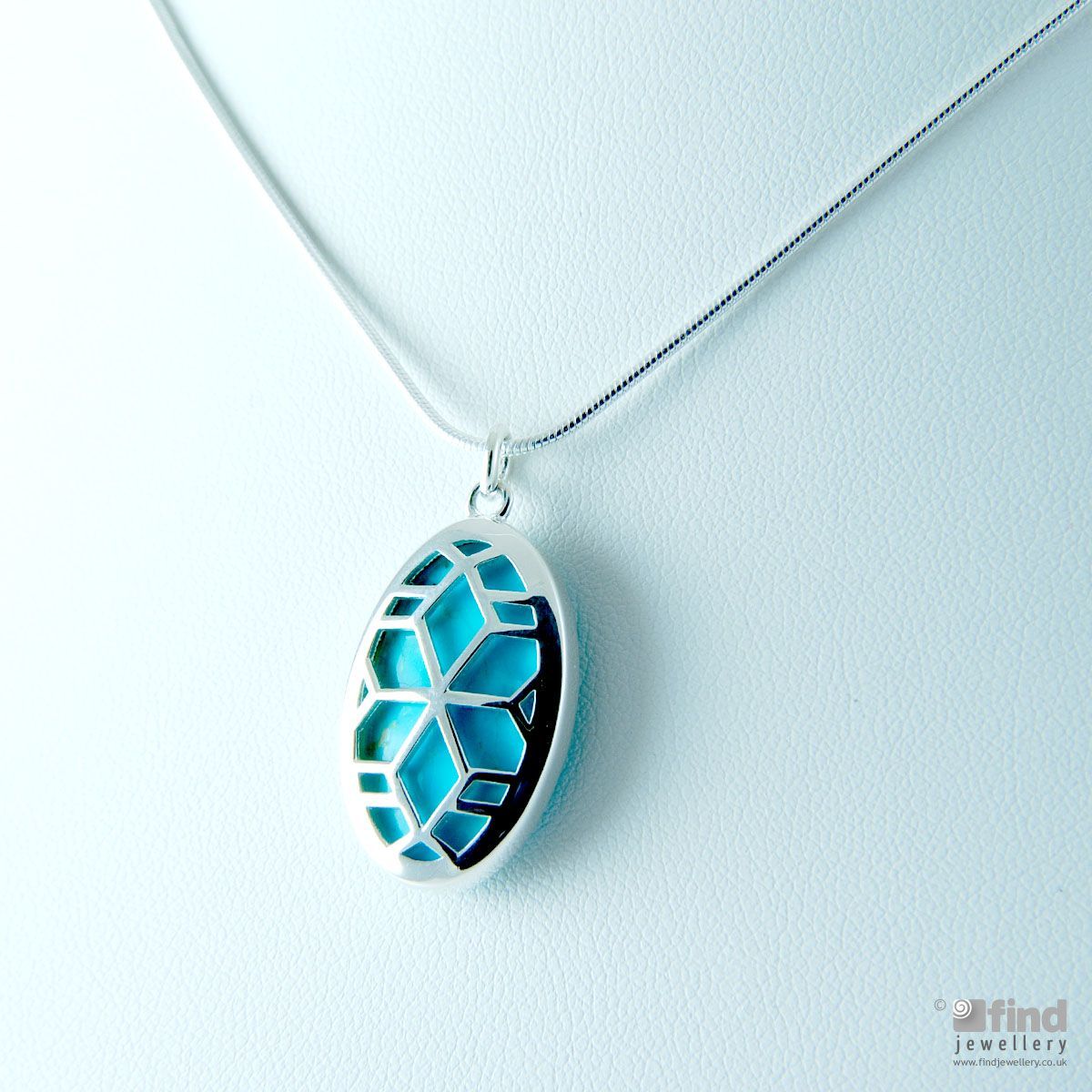 Silver Turquoise Geometric Pendant