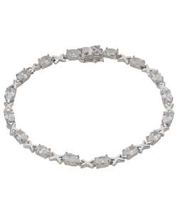 Sterling Silver White Cubic Zirconia and Kisses