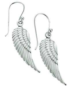 sterling Silver Wing Dropper Earrings