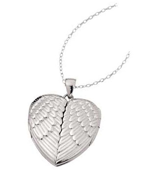 Sterling Silver Winged Heart Locket Pendant