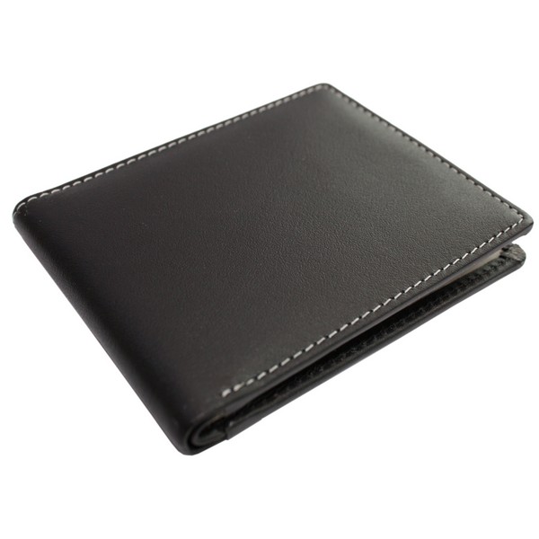 Woven Stainless Steel & Black Leather Wallet