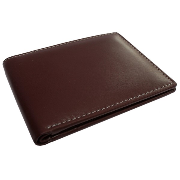 Woven Stainless Steel & Brown Leather Wallet