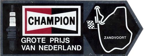 Champion Spark Plugs Zolder arrow Sticker (16cm x 6cm)