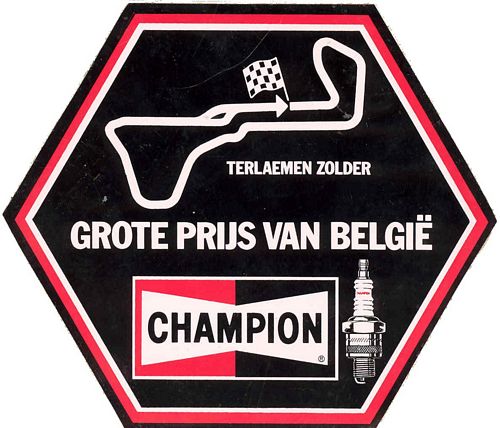 Stickers and Patches Champion Spark Plugs Zolder Hexagonal Sticker (15cm x 13cm)