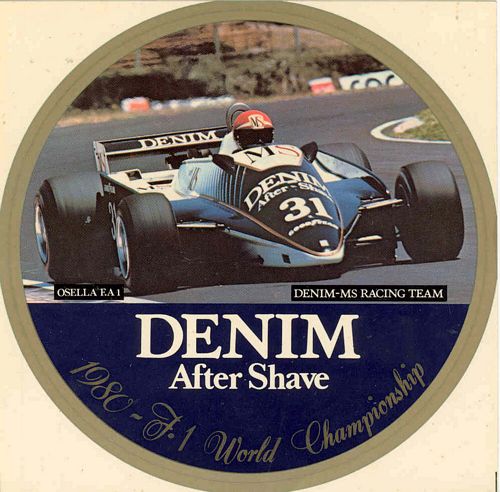 Stickers and Patches Denim after shave 1980 F1 World Championship Sticker (12cm x 12cm)