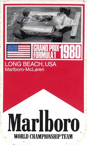 Las Vegas 1980 Team Marlboro McLaren Event Sticker (8cm x 14cm)
