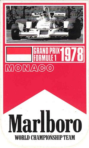 Stickers and Patches Monaco 1978 Marlboro World Championship Team Event Sticker (8cm x 14cm)