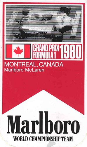 Montreal 1980 Team Marlboro McLaren Event Sticker (8cm x 14cm)
