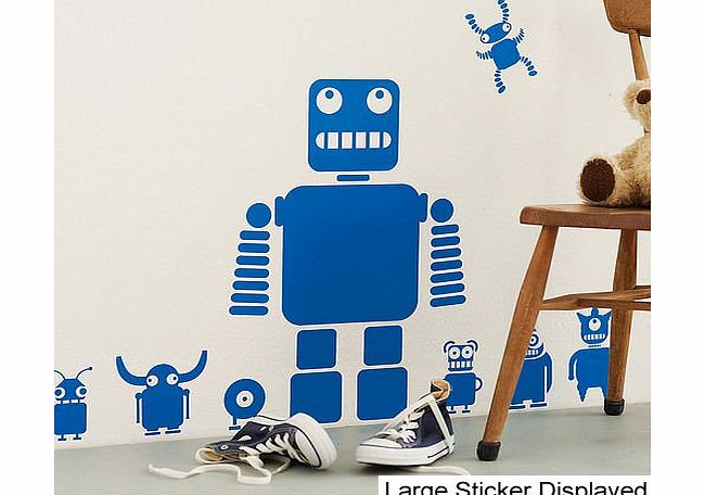 Stickers on Your Wall Toy Robots Pack of 10 Wall Art Vinyl Stickers - Azure Blue - Medium Pack Size 58cm x 58cm
