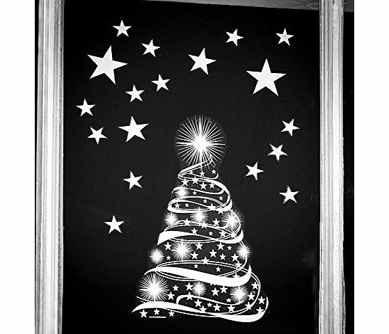 Stickers4 Star Tree with Stars Window Cling Stickers - Christmas Window Decorations by Stickers4