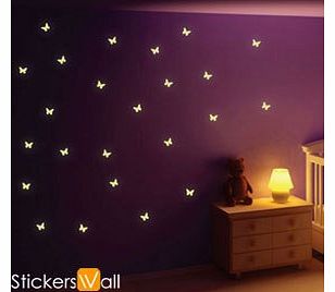 StickersWall Glow in the Dark Butterfly Wall Stickers (22 Each Pack)