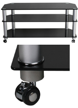 Stilexo STUK 1402 - Black Glass TV Stand with Castors