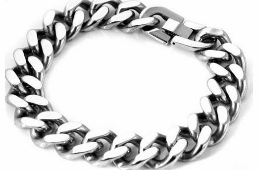 StillCool New Heavy Silver Tone 316L Stainless Steel Curb Chain Mens Fashion Bracelet 9