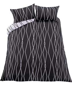 STIX Reversible Black and White Duvet Set - Single