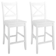 Stockholm Pair of Solid Wood Bar Stools, White