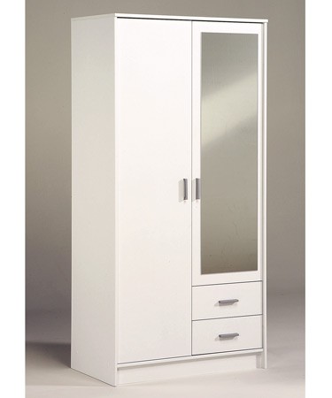 Stompa White Wardrobe with Drawers and Mirror