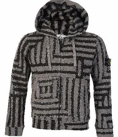 Stone Island All Over Print Grey Zip Up Hoodie