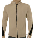 Stone Island Beige Full Zip Hooded Wool Sweater