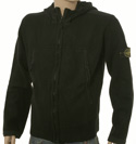 Stone Island Black Full Zip Hooded Wool Mix Sweater
