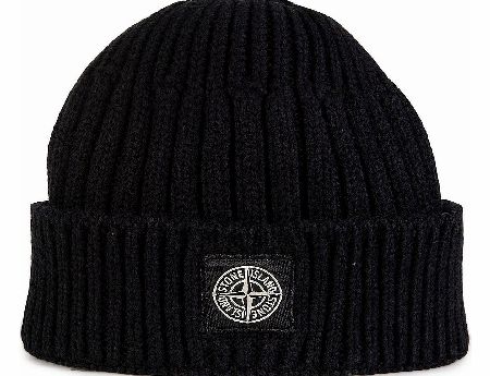 Stone Island Black Patch Logo Beanie
