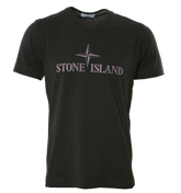 Stone Island Black T-Shirt with Coloured Logo