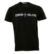Stone Island Black T-Shirt with Grey Logo