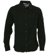 Stone Island Black Wool Mix Long Sleeve Shirt