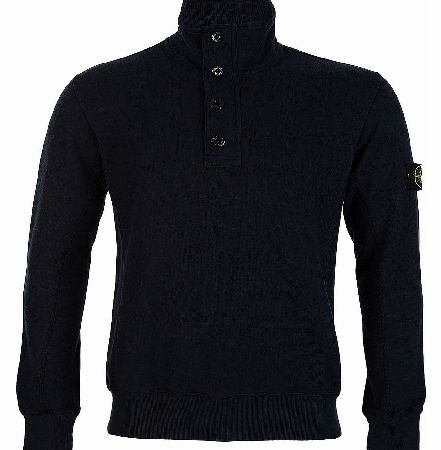 Stone Island Button Up Navy Sweatshirt