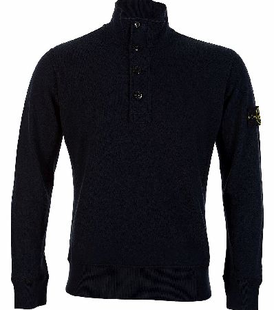 Stone Island Button Up Sweatshirt Navy