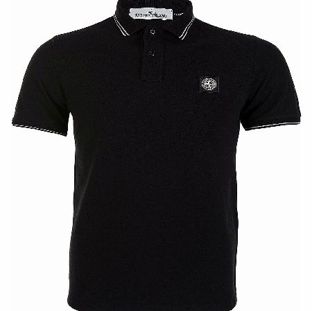 Stone Island Contrast Trim Polo Black