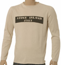 Cream Cotton Sweater With Large Black & Cream Logo
