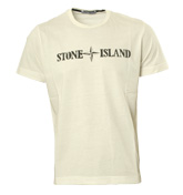Stone Island Cream T-Shirt with Black Logo