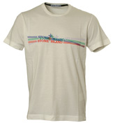 Stone Island Cream T-Shirt with Printed Logo
