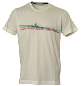 Stone Island Cream T-Shirt with Printed Logo